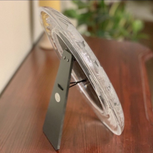 Vintage Crystal Frosted Flower Photo Frame Chrysanthemum Oval Fits 5x7 1980s - Picture 7 of 12